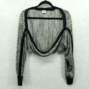 Cabi Horizontal Shrug Sweater Women Medium Heather Gray Knit Stretch Long Sleeve